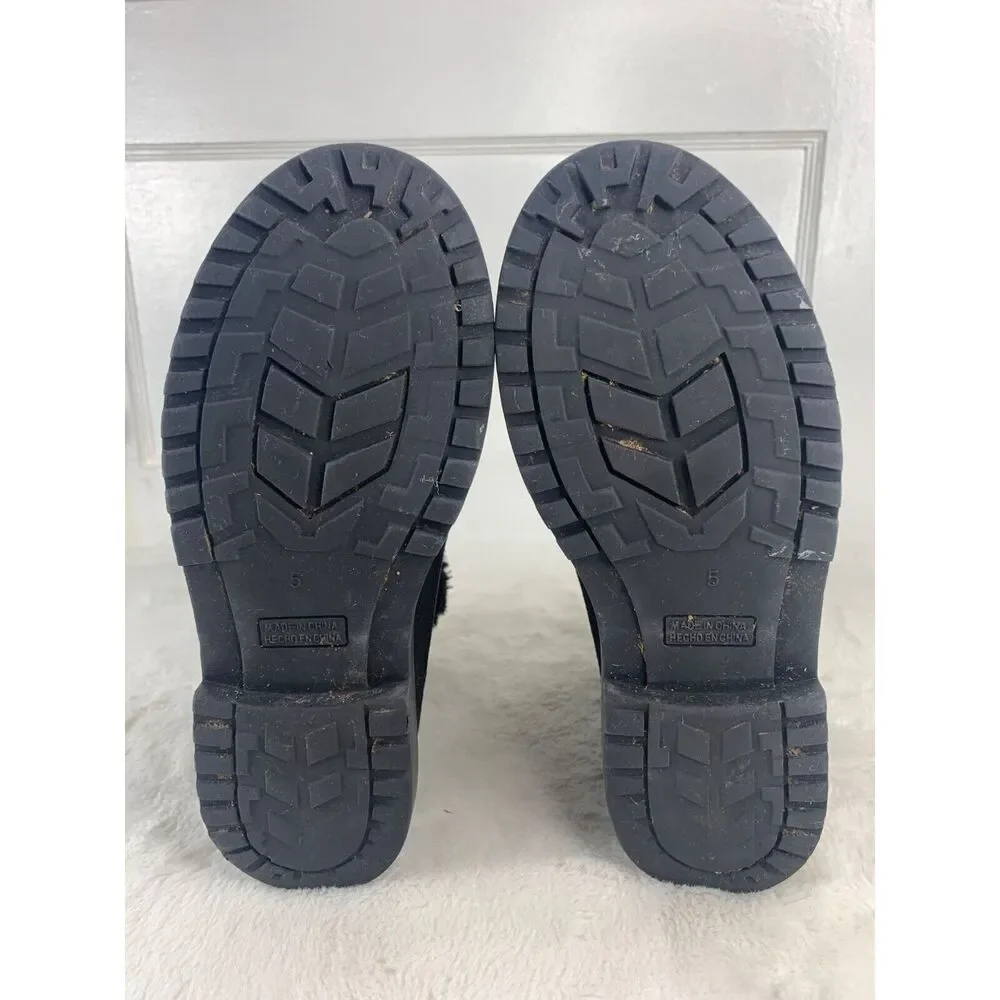 Girls Black Suede cute above ankle Winter Boots Size 5Y